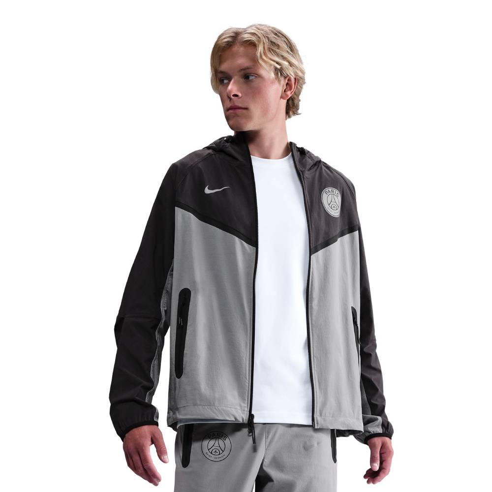 Nike Paris Saint-Germain Tech Woven Jack 2025-2026 Grijs Zilver Zwart
