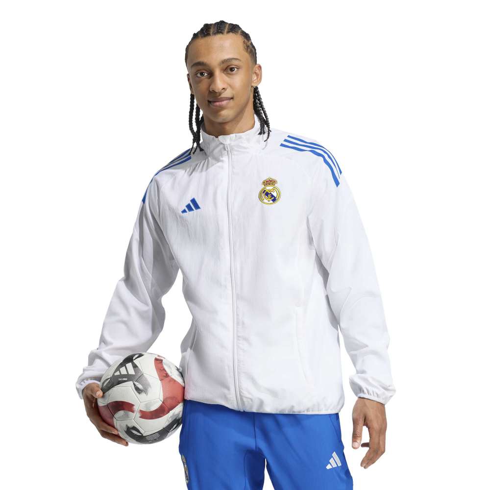 Adidas Real Madrid Presentatie Trainingsjack Europees 2025-2026 Wit Blauw