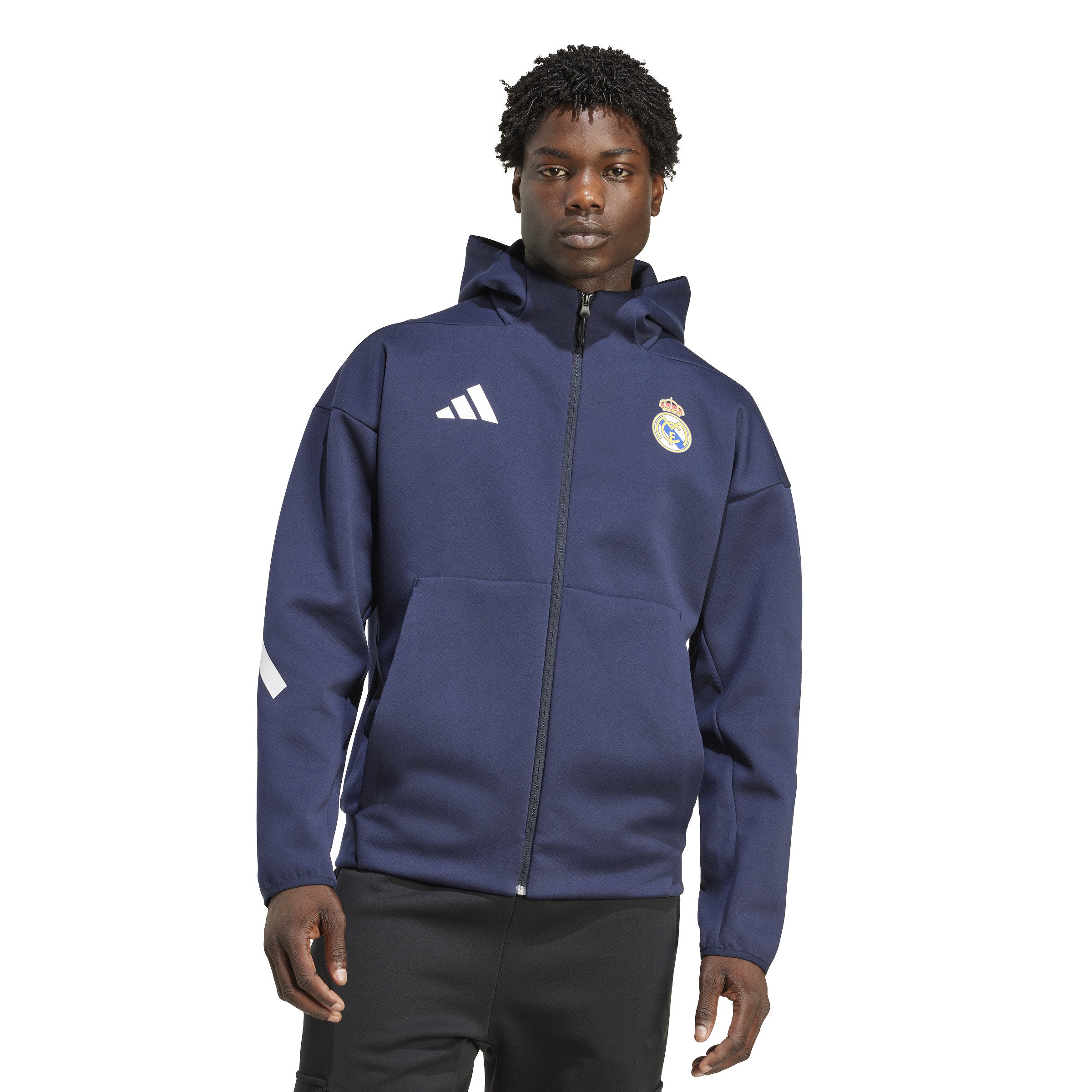 Adidas Real Madrid Anthem Trainingsjack 2025-2026 Donkerblauw Wit