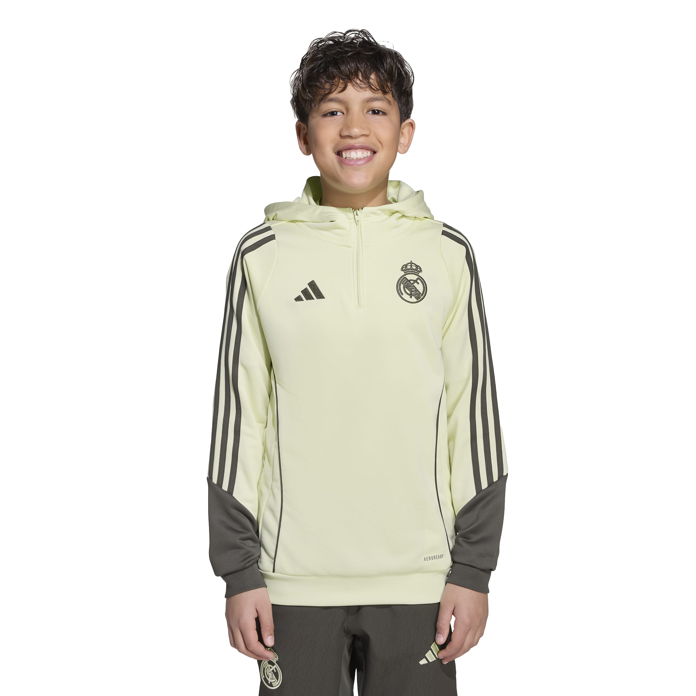 Adidas Real Madrid Track Hoodie 2025-2026 Kids Lichtgroen Grijs