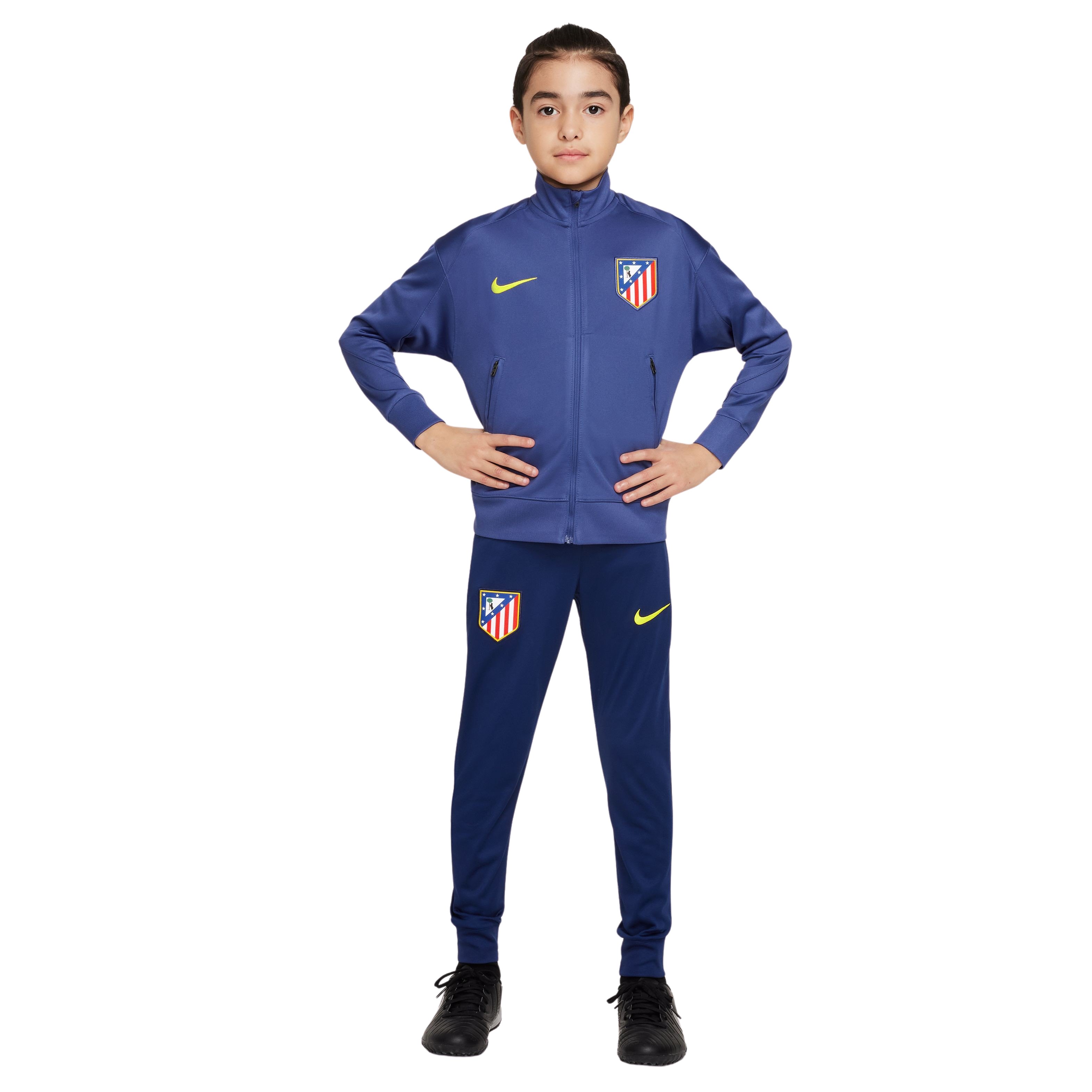 Nike Atletico Madrid Strike Trainingspak Full-Zip 2025-2026 Kids Donkerpaars Donkerblauw Felgeel