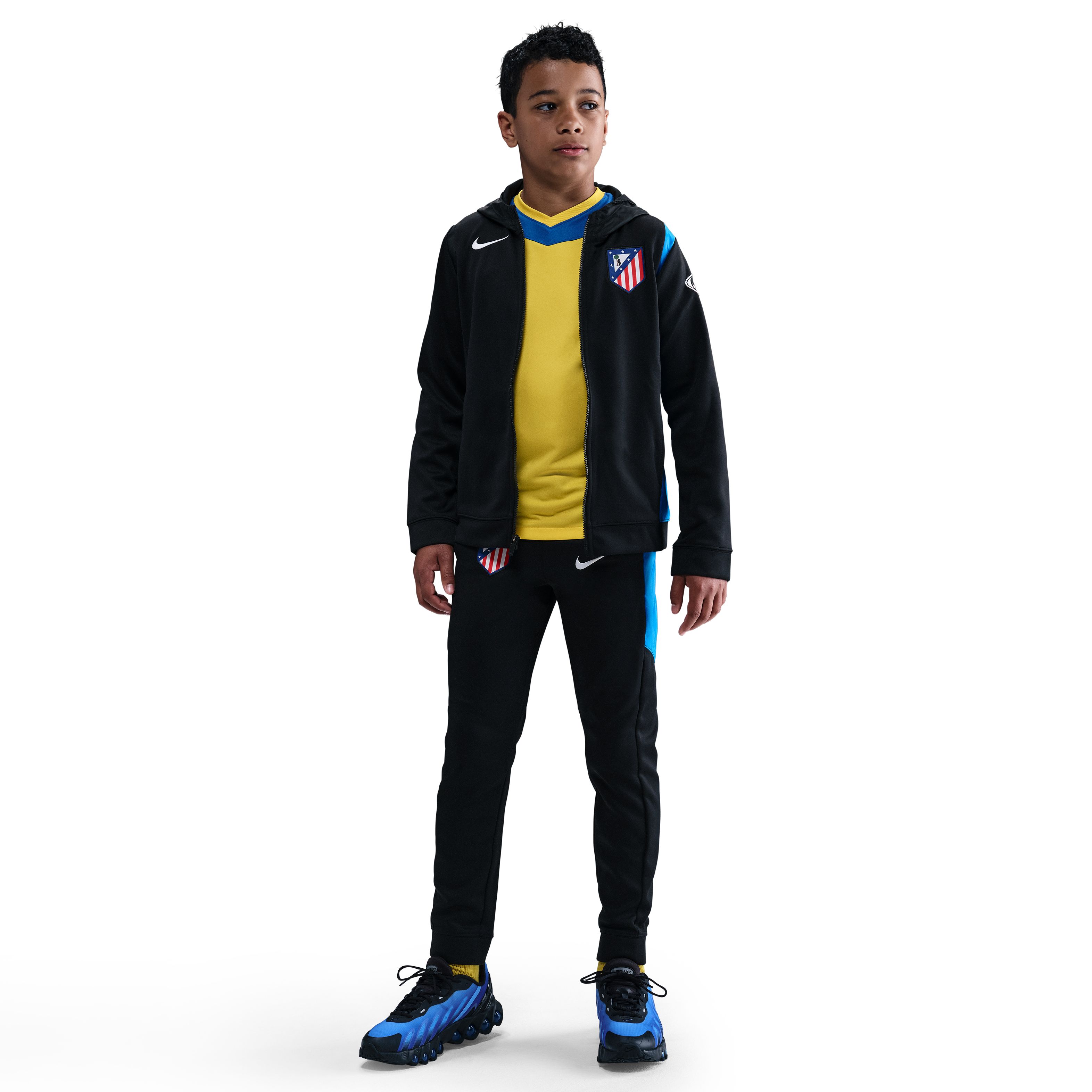Nike Atletico Madrid Total 90 Trainingspak Full-Zip Hooded 2025-2026 Kids Zwart Blauw Wit