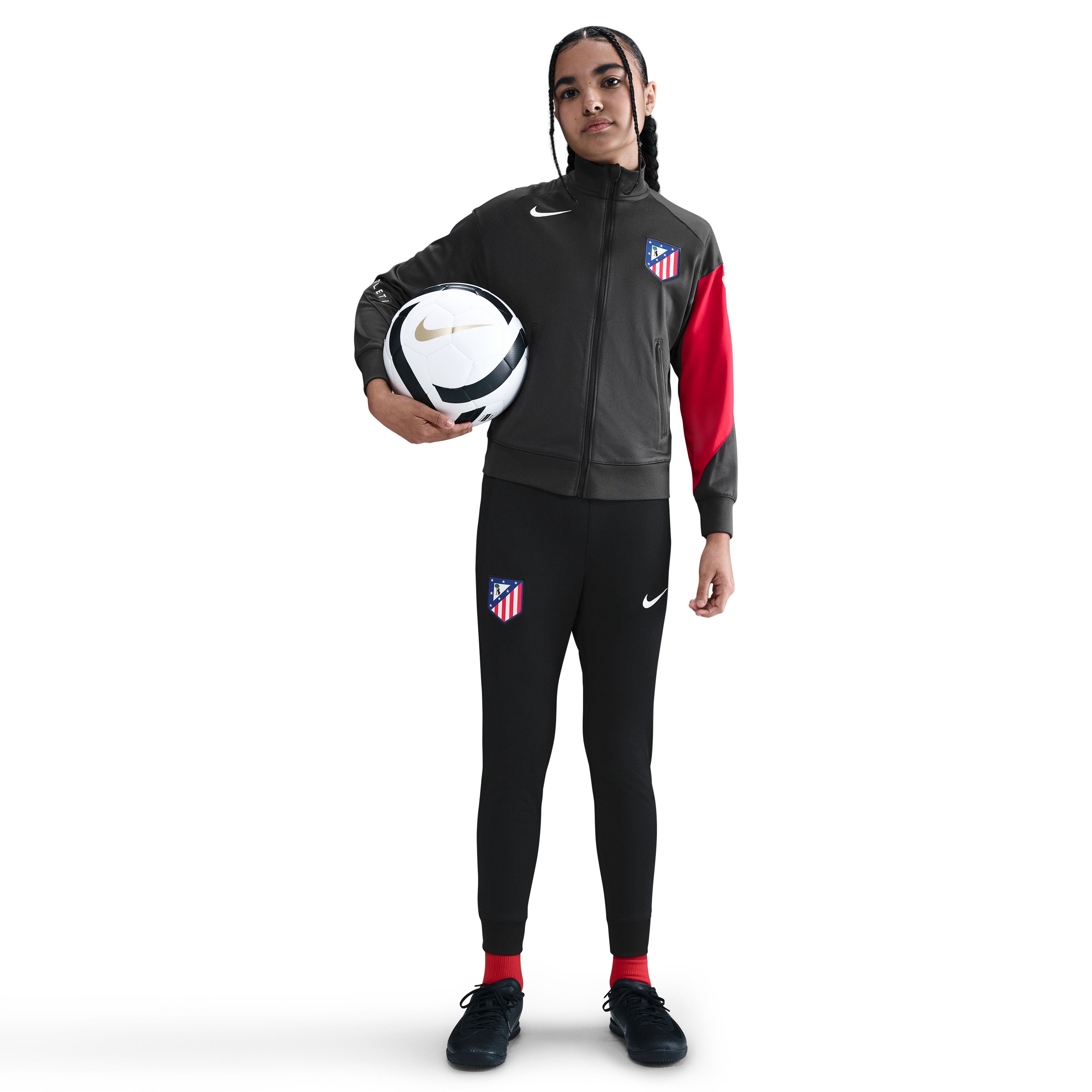 Nike Atletico Madrid Strike Trainingspak Full-Zip 2025-2026 Kids Grijs Zwart Rood Wit
