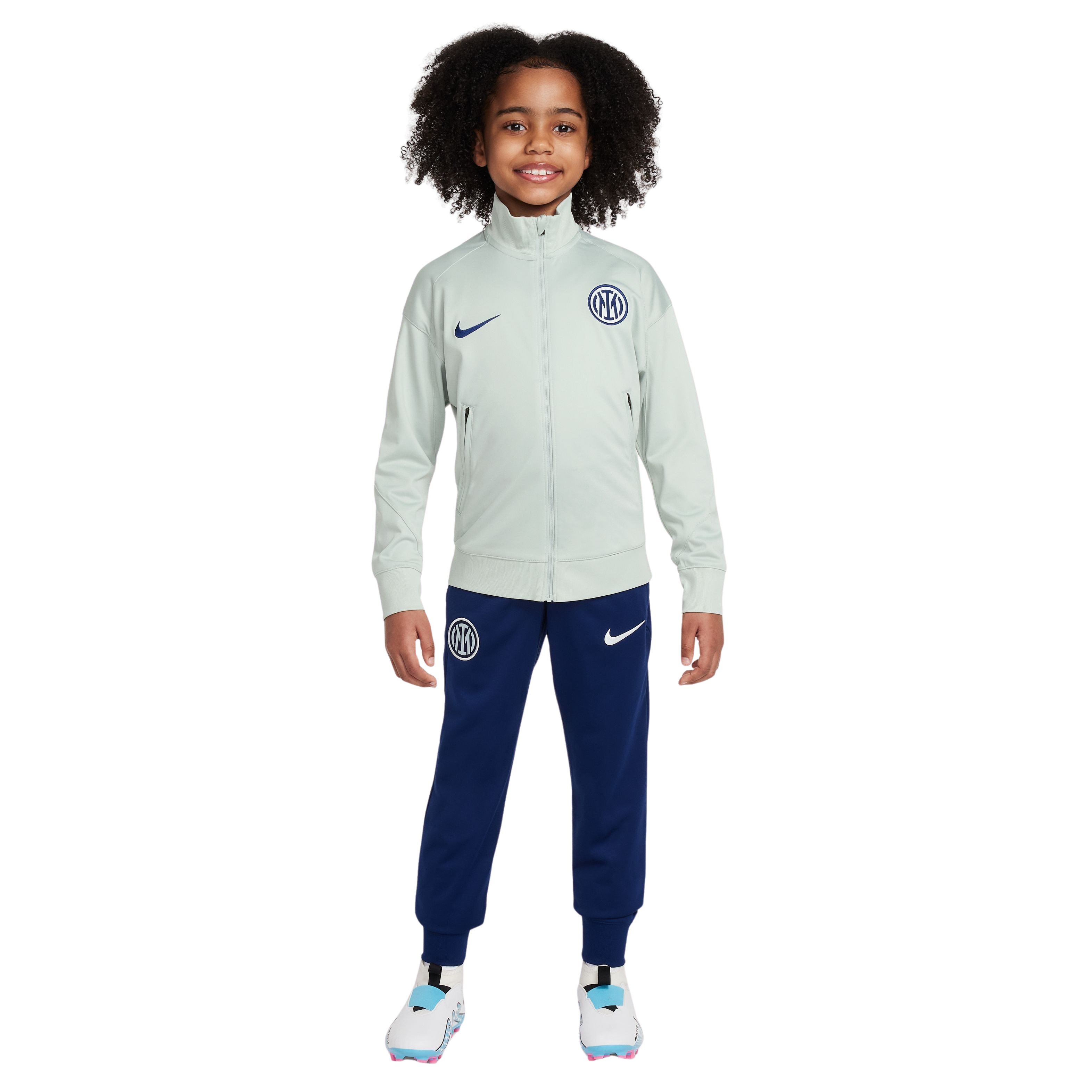 Nike Inter Milan Strike Trainingspak Full-Zip 2025-2026 Kids Lichtgrijs Donkerblauw