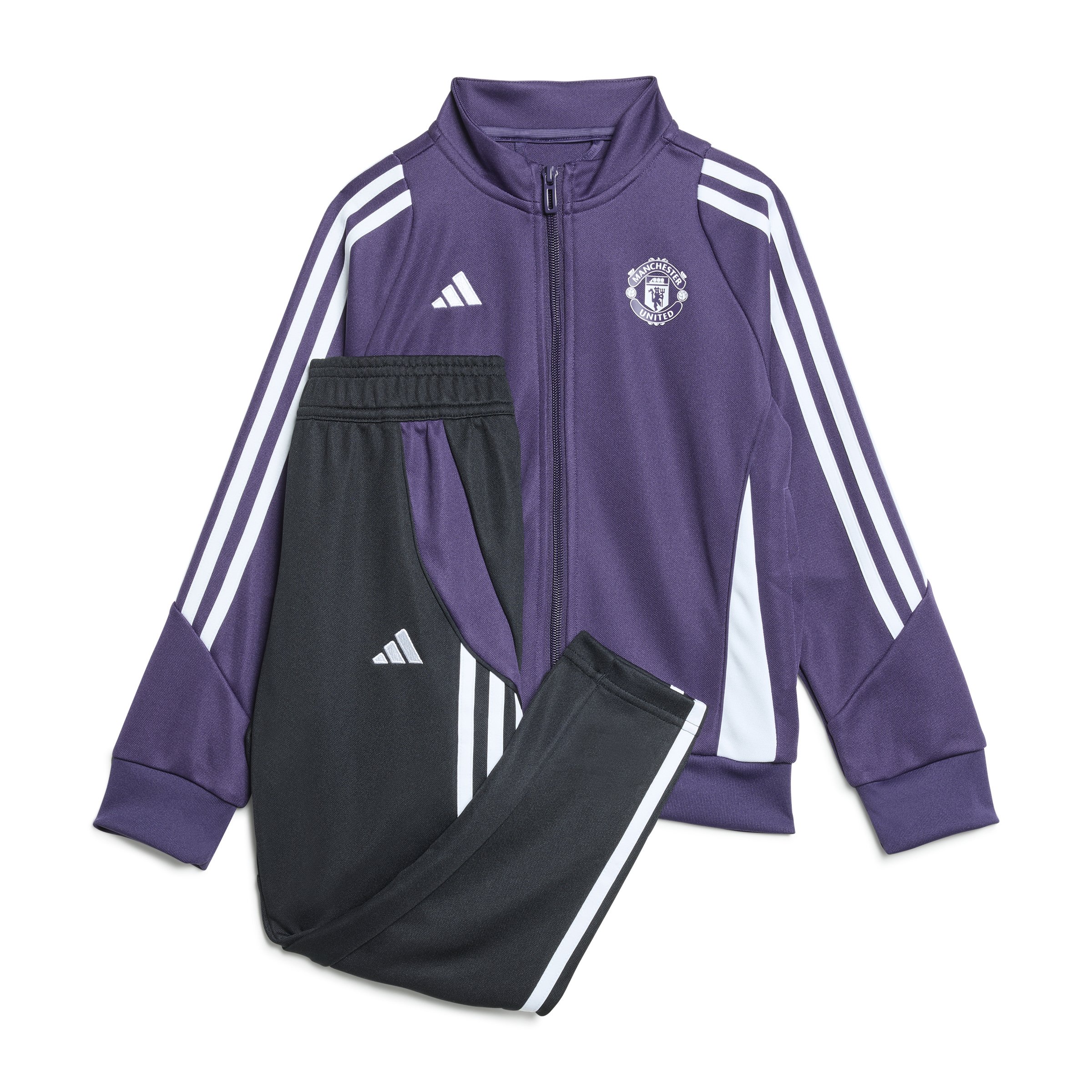 Adidas Manchester United Trainingspak Full-Zip 2025-2026 Peuters/Kleuters Paars Zwart Wit