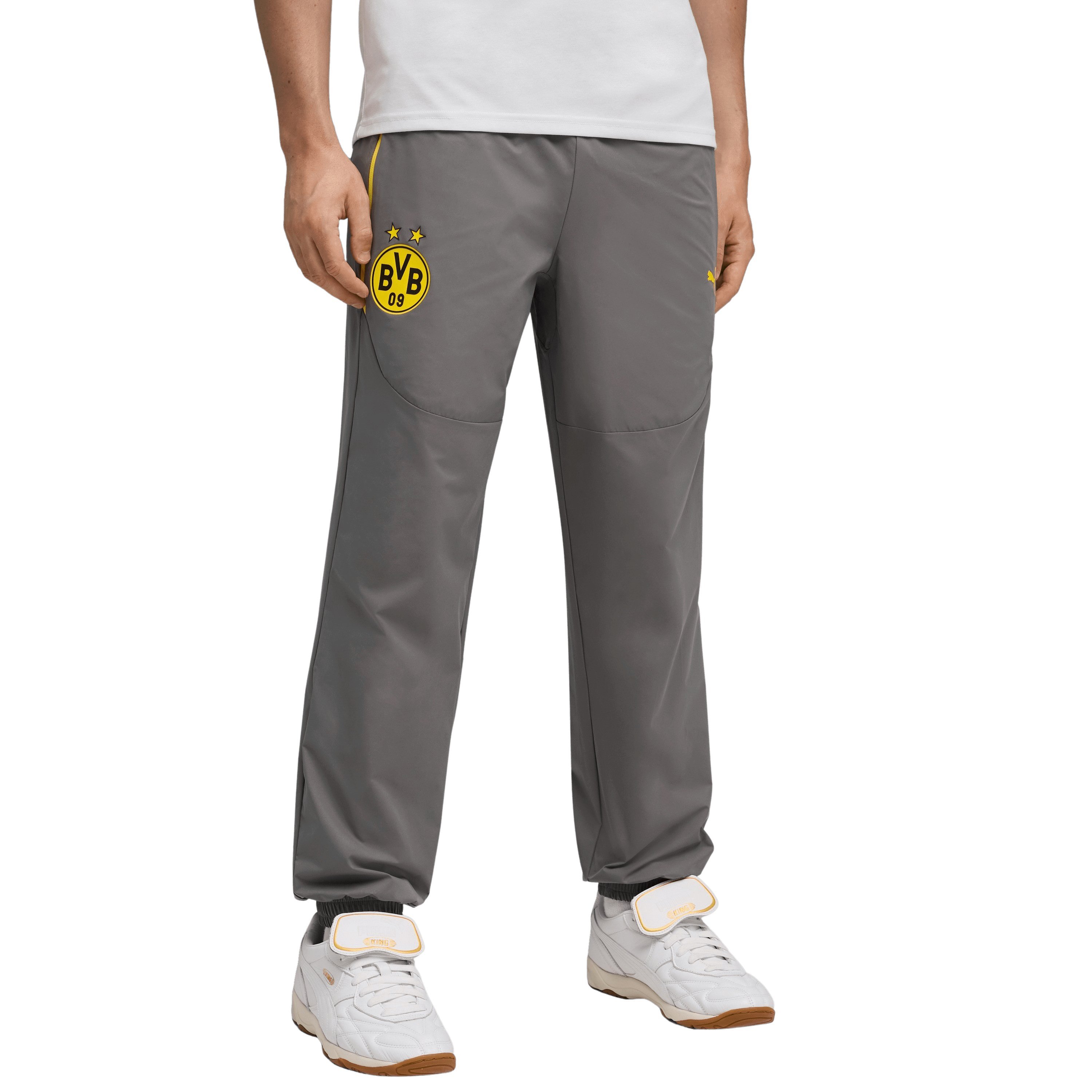 PUMA Borussia Dortmund tech Trainingsbroek Woven 2025-2026 Donkergrijs Geel