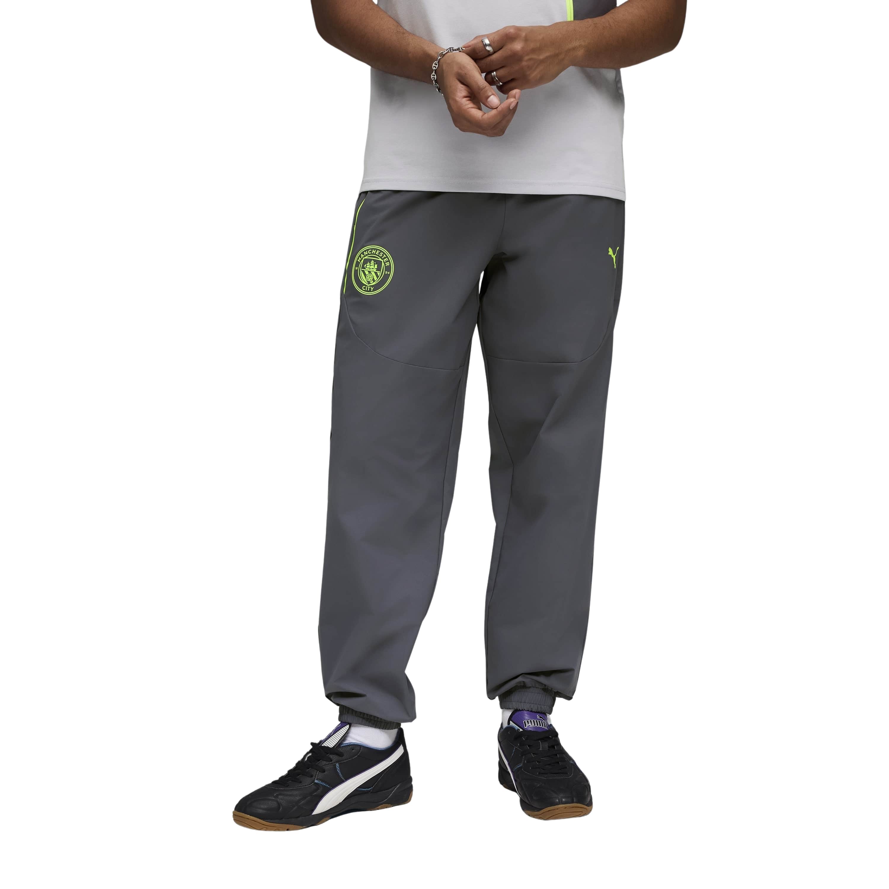 PUMA Manchester City tech Trainingsbroek Woven 2025-2026 Grijs Groen