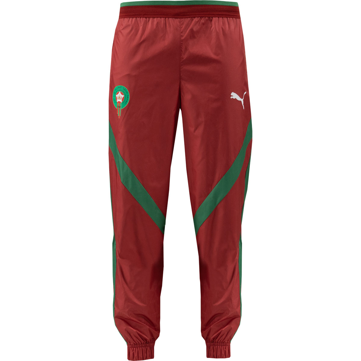PUMA Marokko Pre-Match Woven Trainingsbroek 2024-2026 Rood Groen