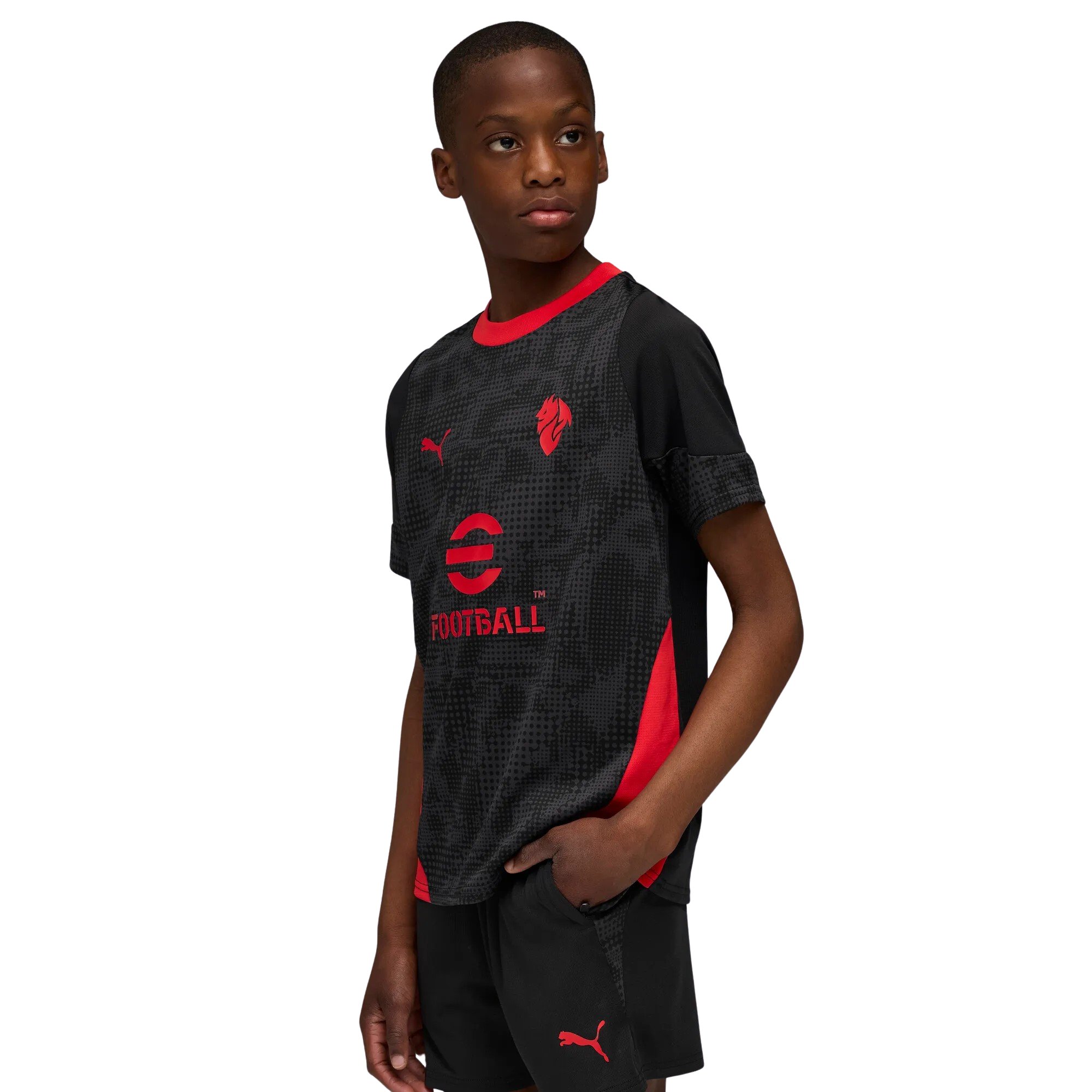 PUMA AC Milan Trainingsshirt 2025-2026 Kids Zwart Rood