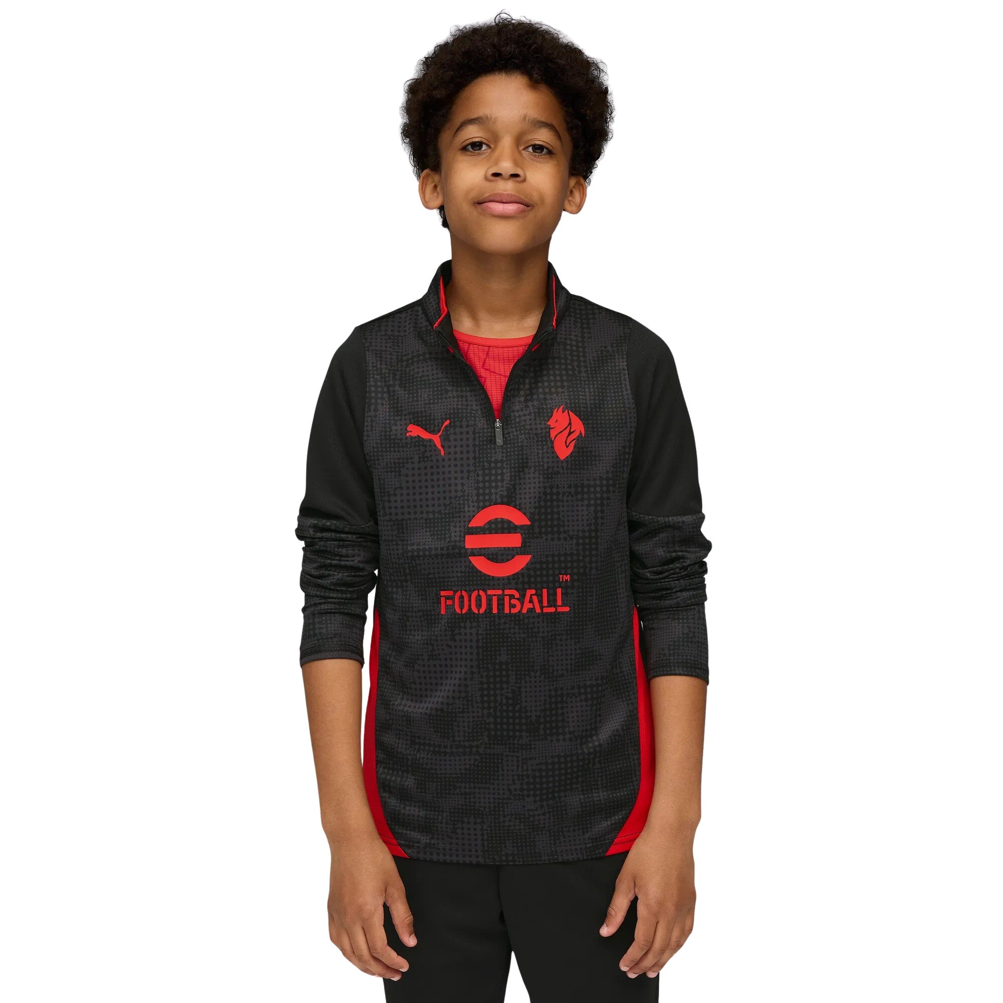PUMA AC Milan Trainingstrui 1/4-Zip 2025-2026 Kids Zwart Rood