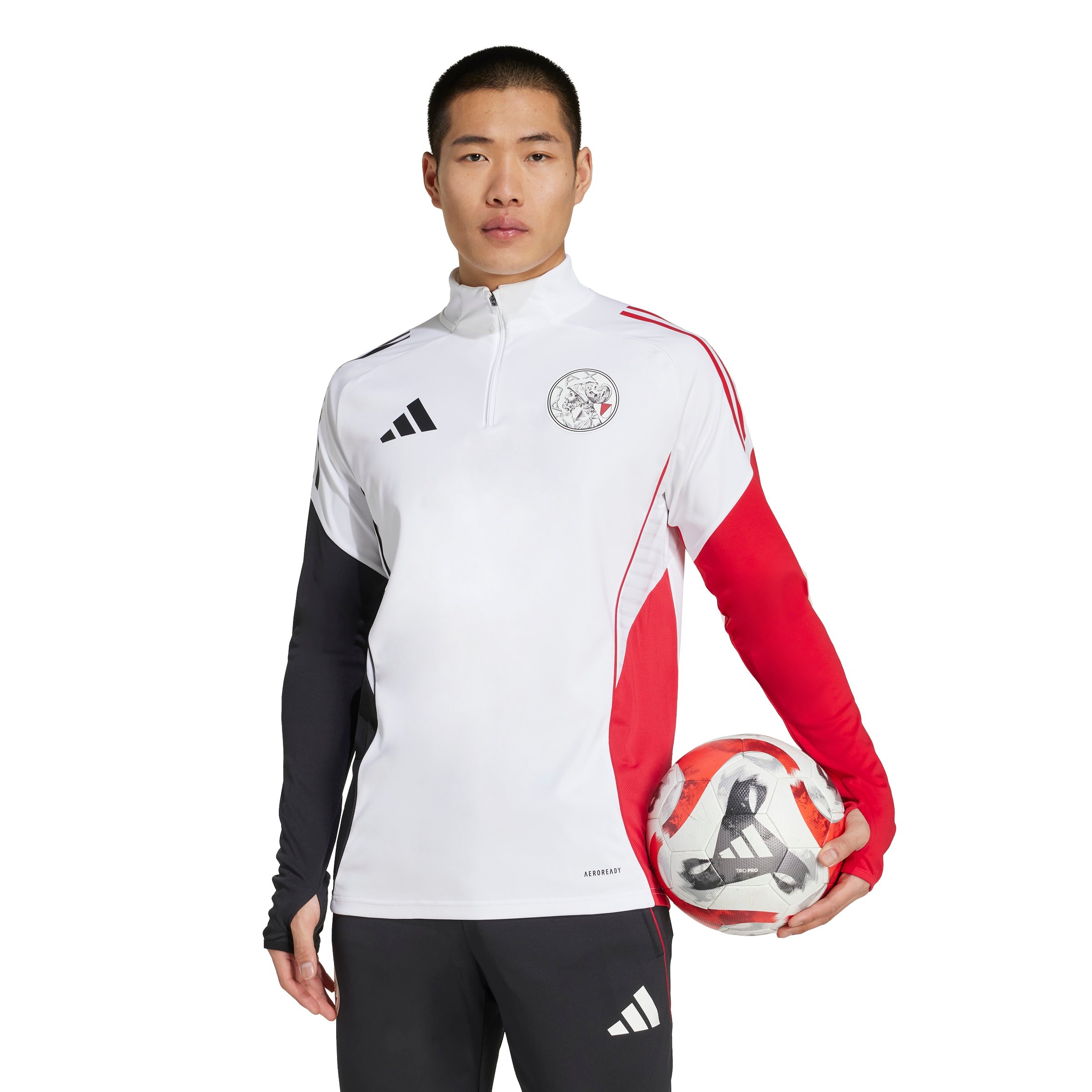 Adidas Ajax Trainingstrui 1/4-Zip 2025-2026 Wit Zwart Rood