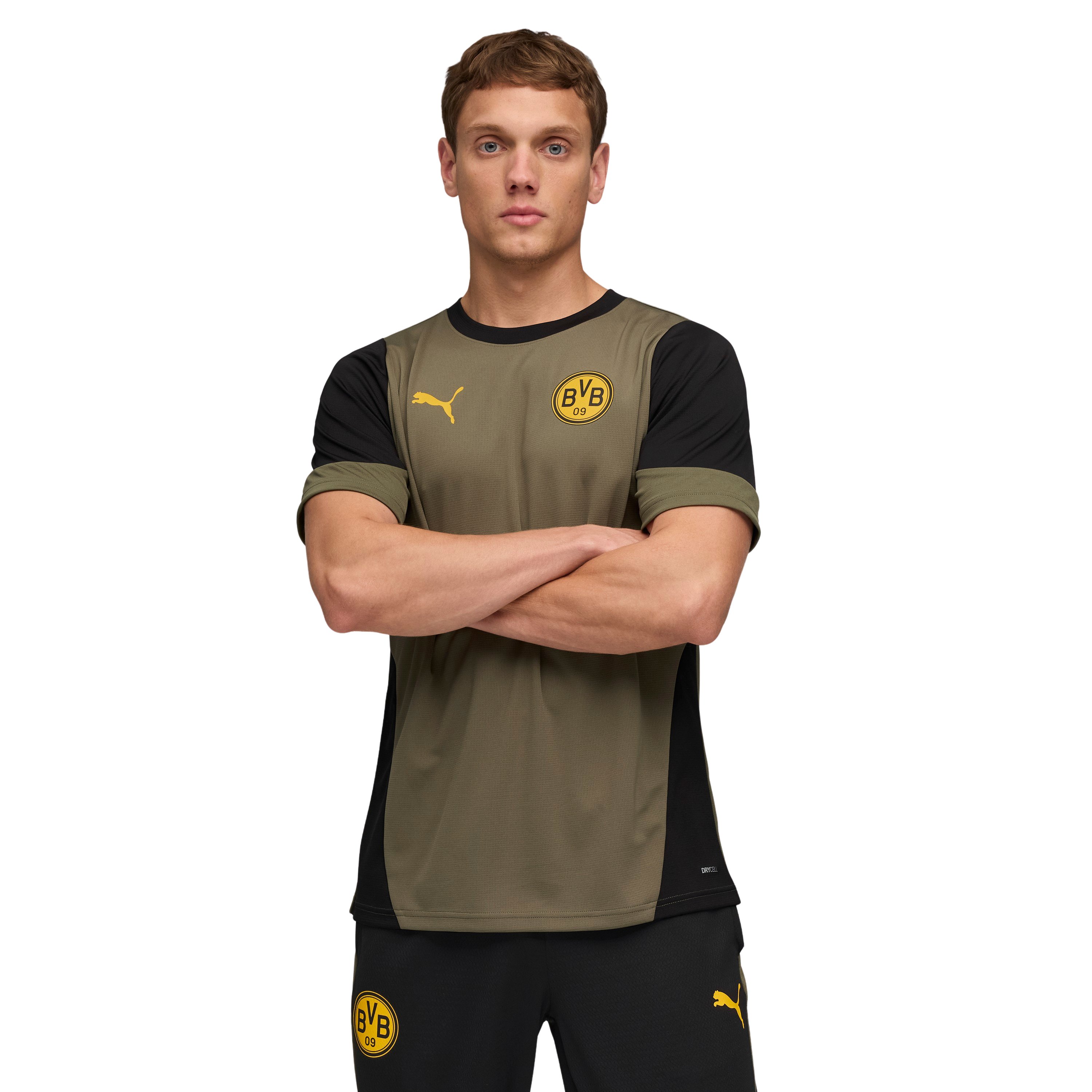 PUMA Borussia Dortmund Trainingsshirt 2025-2026 Olijfgroen Zwart