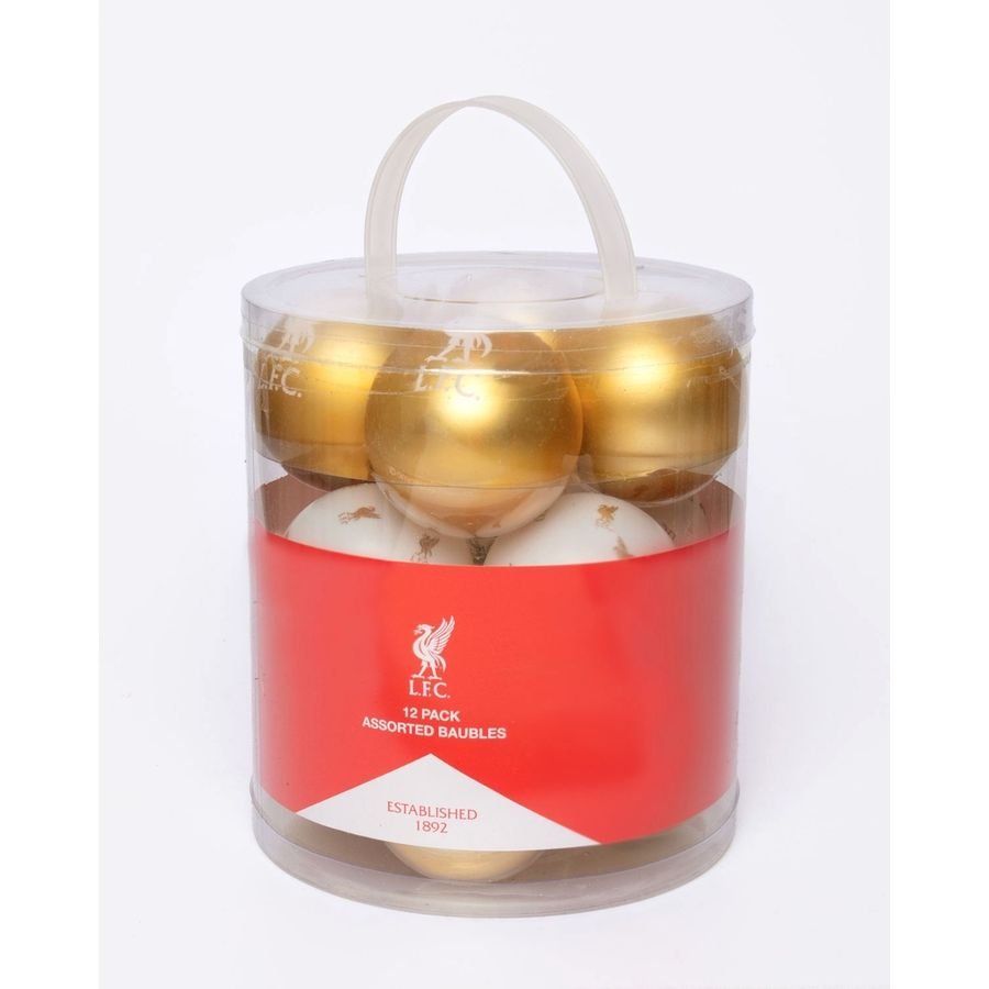 Liverpool FC Liverpool Kerstballen 12-Pak - Wit/Goud