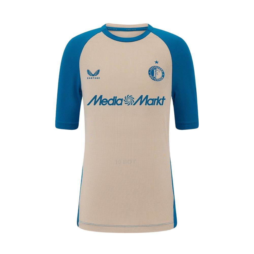 Castore Feyenoord Pre-Match Trainingsshirt 2025-2026 Kids Donkerblauw Grijs