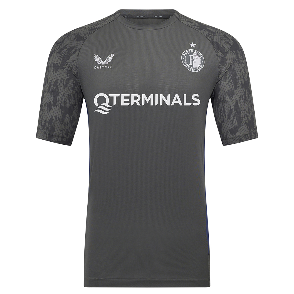 Castore Feyenoord Trainingsshirt 2025-2026 Donkergrijs Wit