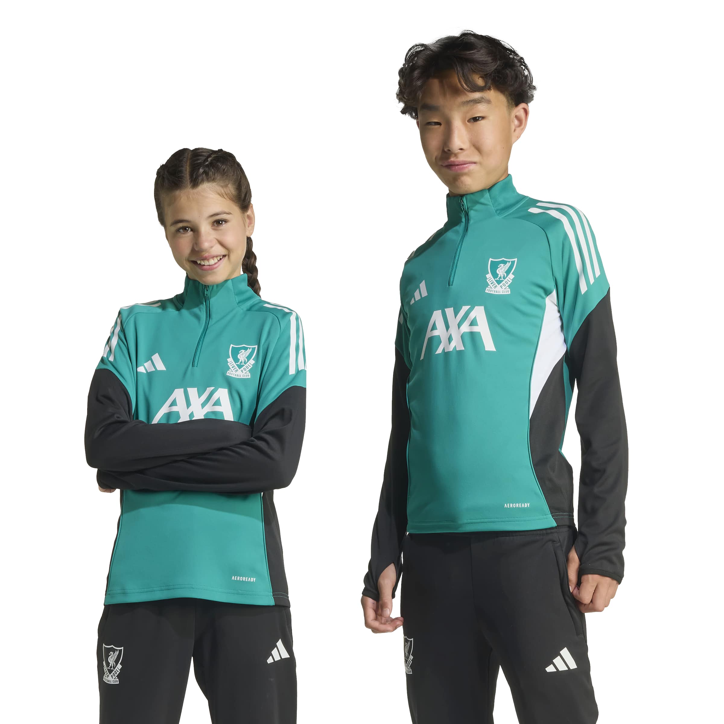 Adidas Liverpool Trainingstrui 1/4-Zip Europees 2025-2026 Kids Groen Wit Zwart
