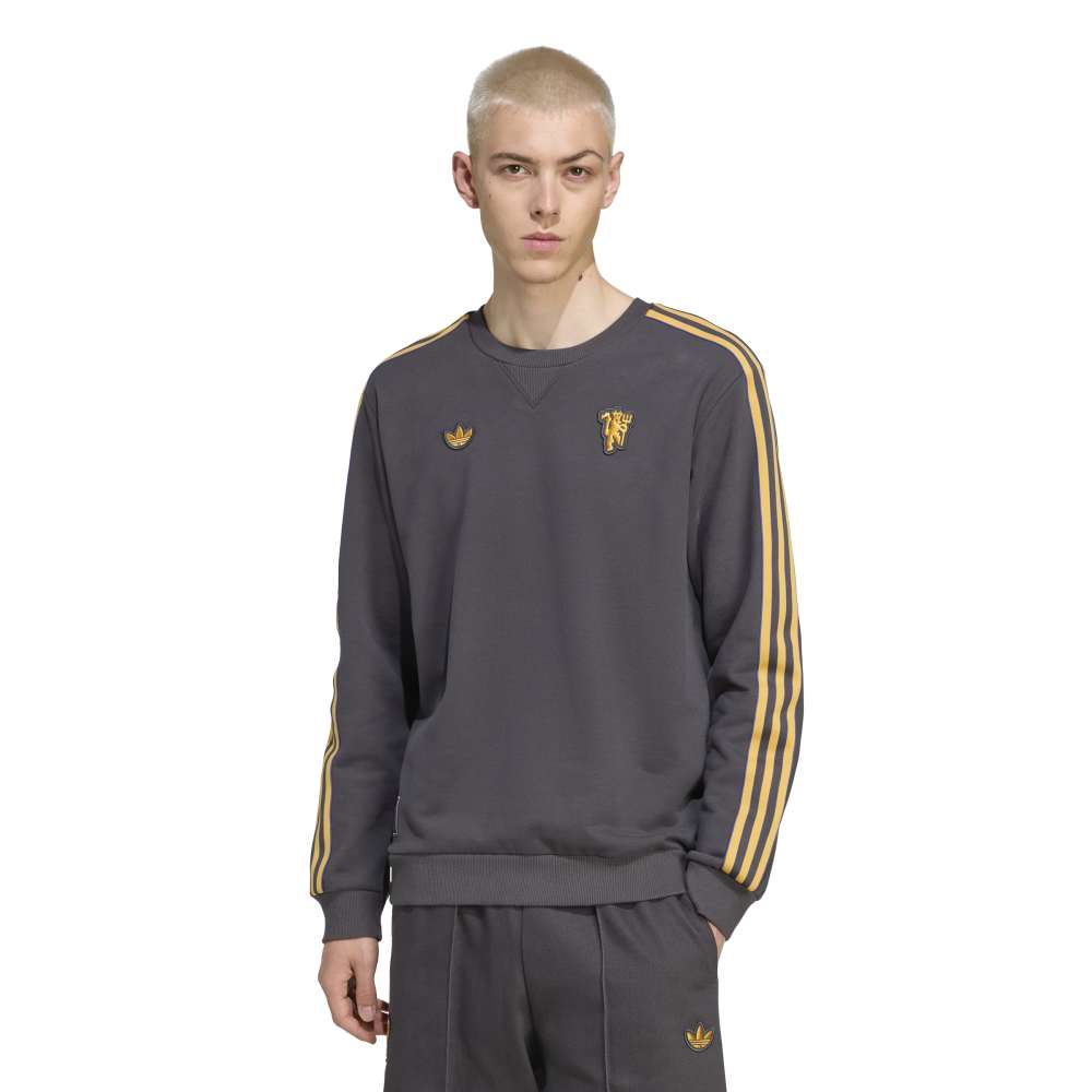 Adidas Manchester United Terrace Icons Crew Sweater Donkergrijs Goud