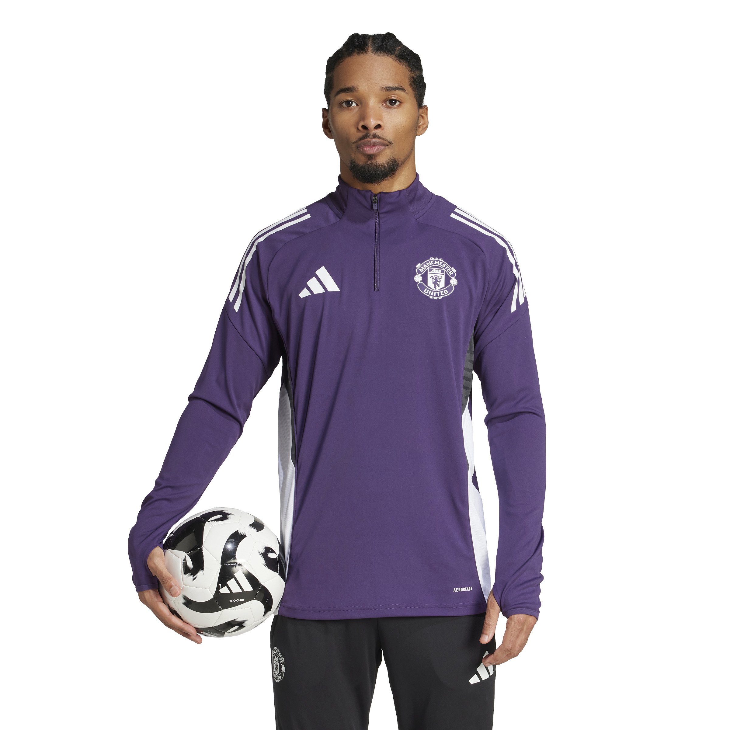 Adidas Manchester United Trainingstrui 1/4-Zip 2025-2026 Paars Wit Zwart