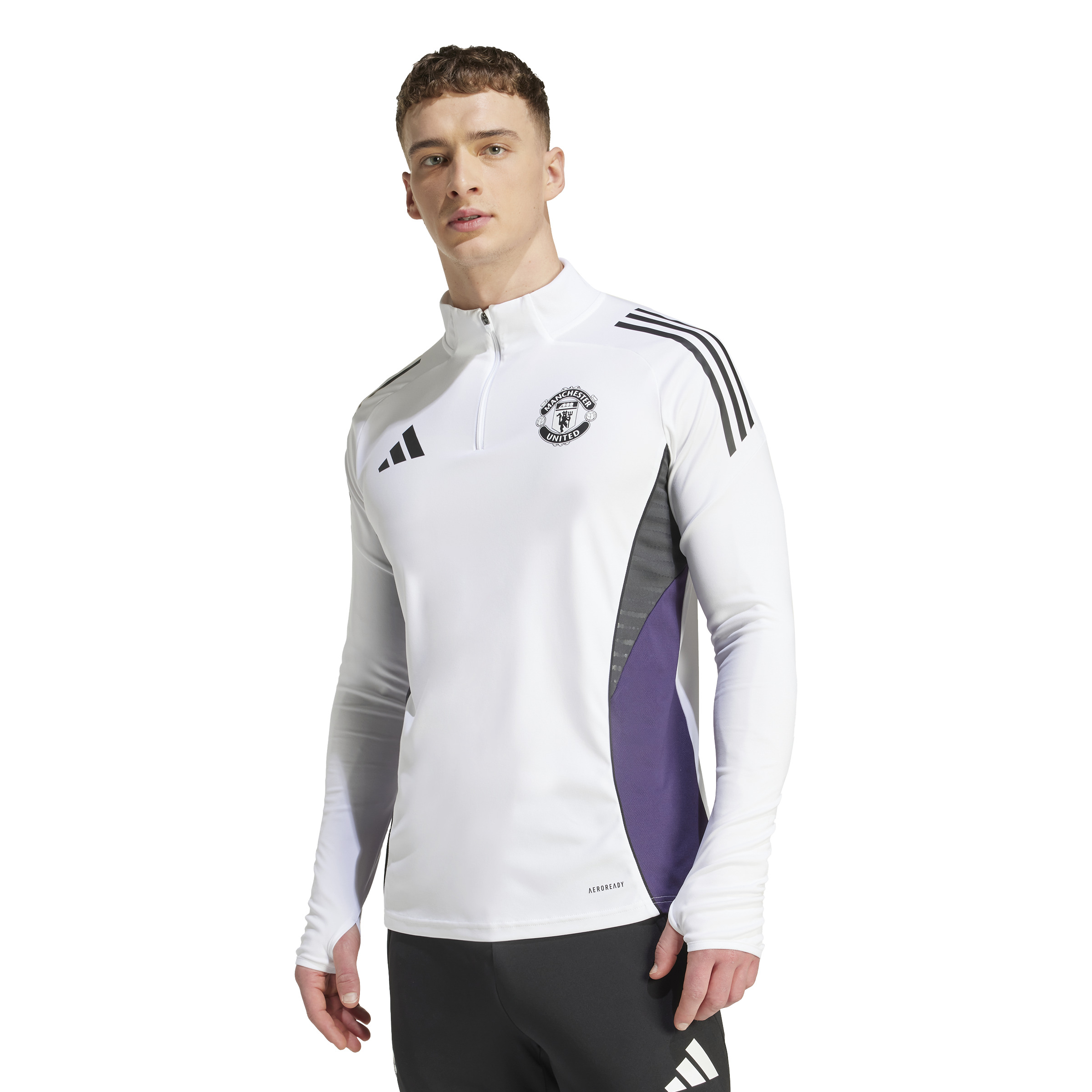 Adidas Manchester United Trainingstrui 1/4-Zip 2025-2026 Wit Zwart Paars