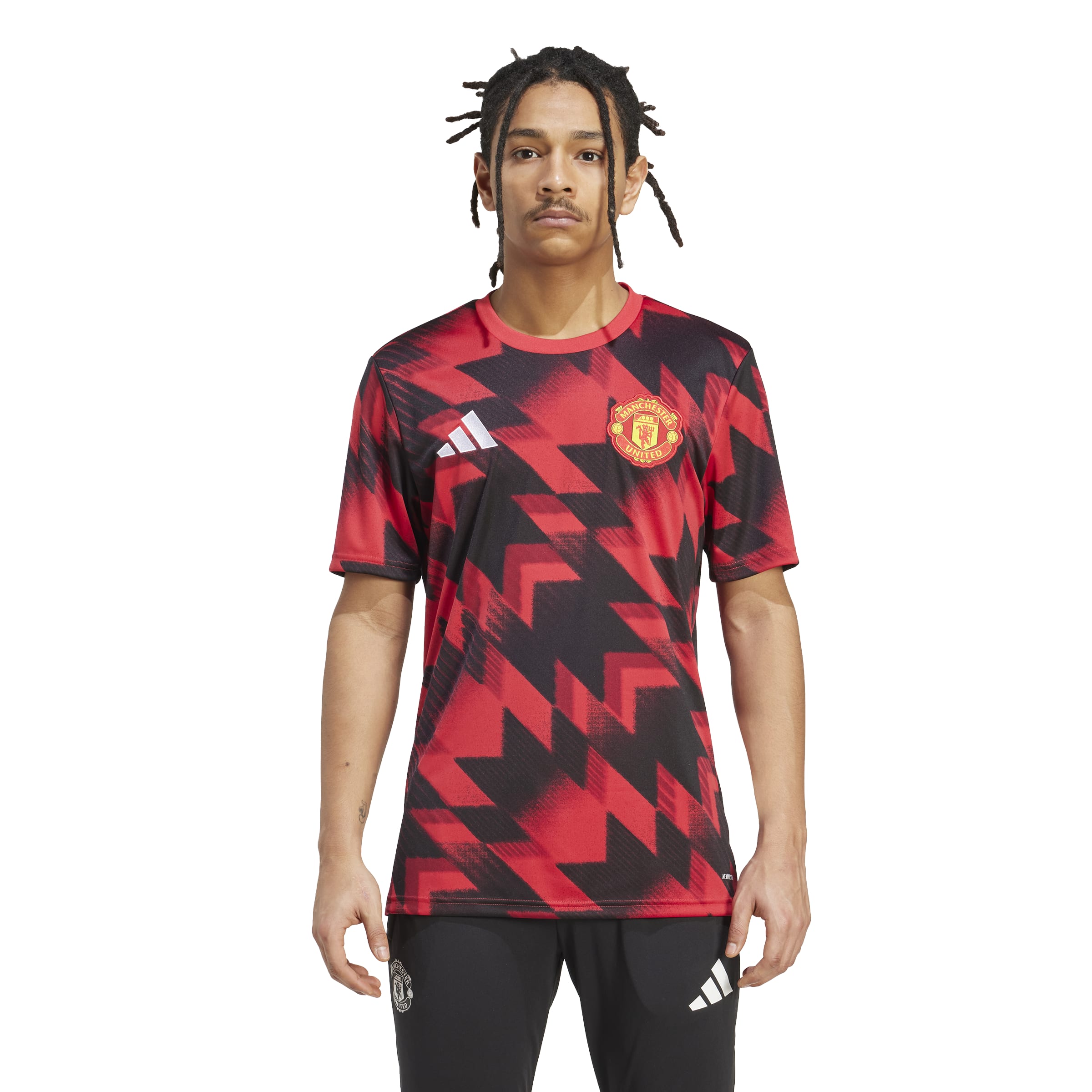 Adidas Manchester United Pre-Match Trainingsshirt 2025-2026 Rood Zwart Wit