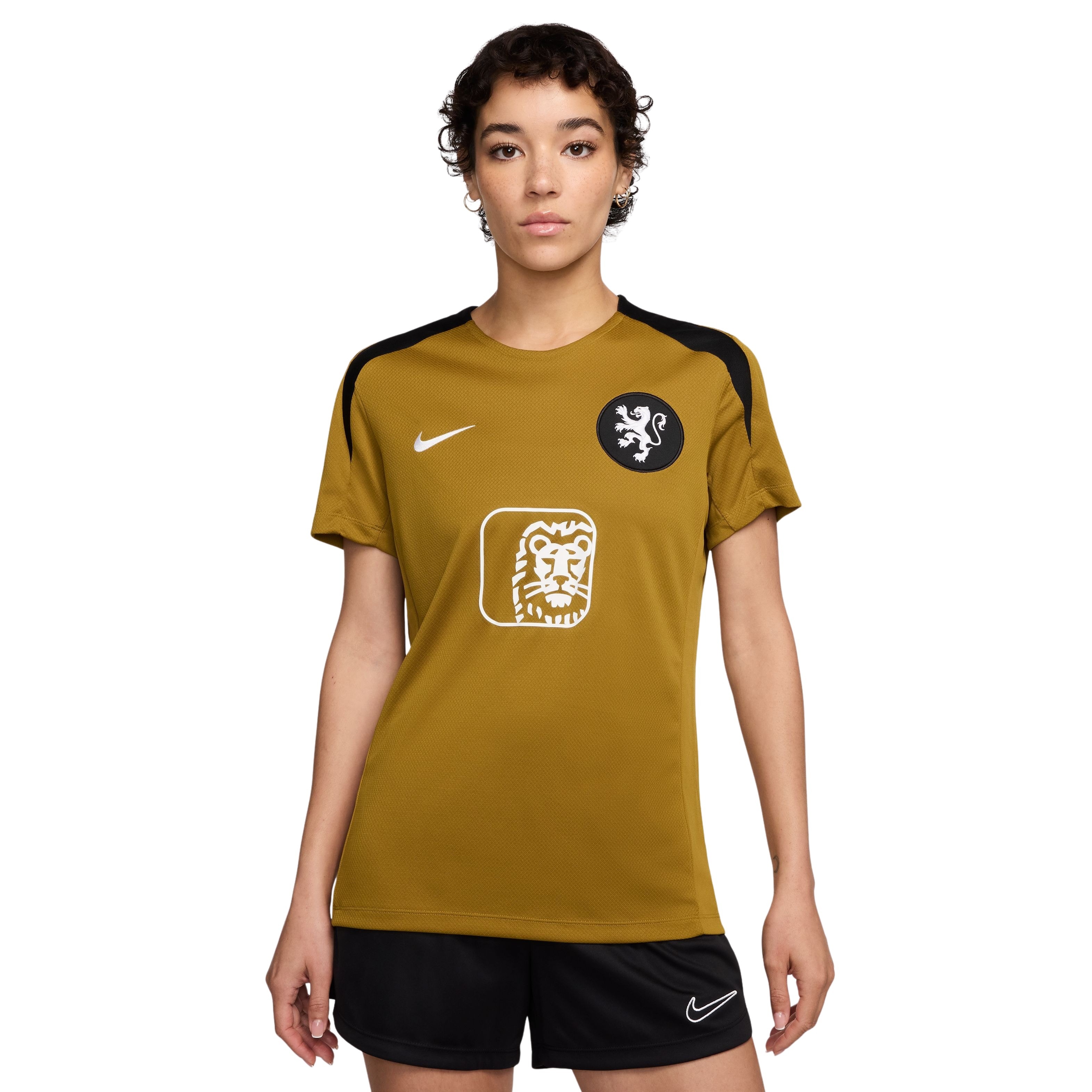 Nike Nederland Strike Trainingsshirt OranjeLeeuwinnen 2025-2027 Dames Brons Zwart Wit
