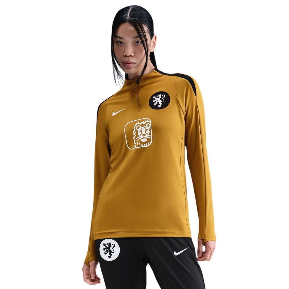 Nike Nederland Strike Trainingstrui 1/4-Zip OranjeLeeuwinnen 2025-2027 Dames Brons Zwart Wit