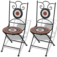 VidaXL Mozaekstoel bistro set van 2 terracotta/wit