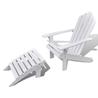 VidaXL Houten tuinstoel / strandstoel met voetenbank wit