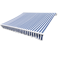 vidaXL Canvas zonnescherm met luifel 3x2,5 m blauw wit frame niet inbegrepen