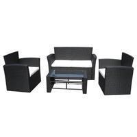 vidaXL 4-tlg. Garten-Lounge-Set mit Auflagen Poly Rattan  Schwarz