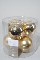 Ksd 6 kerstballen licht goud glans-mat 80 mm