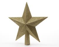 Piek plastic ster glitter diameter 19 cm licht goud