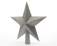 .kaemingk Bruchfeste Weihnachtsbaumspitze Stern Silberfarben mit Glitter Ø 19 cm - Kunststoff