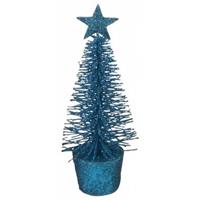 Glitter mini kerstboompje blauw