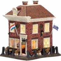 Kerstdorp sloten restaurant bolwerk - met led - 14,2 x 15,7 x 18,7 cm - kerstdorp huisje