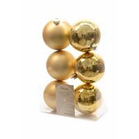 Kerstboom decoratie kerstballen mix goud 6 stuks