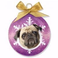 Kerstboom decoratie kerstbal hond mopshond 8 cm
