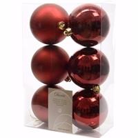 Decoris Kerst kerstballen donkerrood 6 cm Ambiance Christmas 6 stuks