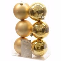 Decoris Kerst kerstballen goud 6 cm Sweet Christmas 6 stuks