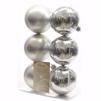 Decoris Kerst kerstballen zilver 6 cm Elegant Christmas 6 stuks