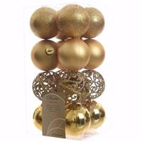 Decoris Kerst kerstballen goud 6 cm Chique Christmas 16 stuks