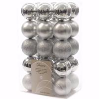 Decoris Kerst kerstballen zilver mix 6 cm Christmas Silver 30 stuks