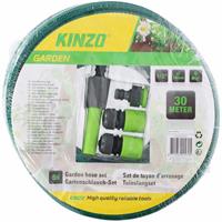 Kinzo tuinslang met sproeikop set 30 meter groen/zwart