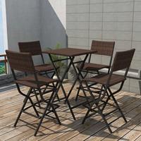 vidaXL 5-tlg. Garten-Essgruppe Klappbar Stahl Poly Rattan  Braun