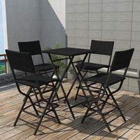 vidaXL 5-tlg. Garten-Essgruppe Klappbar Stahl Poly Rattan  Schwarz