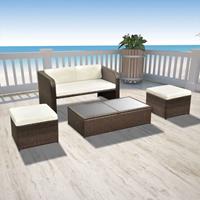 VidaXL Loungeset bruin poly rattan 9-delig