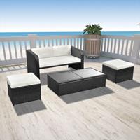 VidaXL Loungeset zwart poly rattan 9-delig