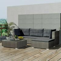 VidaXL Loungeset poly rattan grijs 14-delig