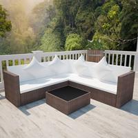 VidaXL Loungeset poly rattan bruin 17-delig