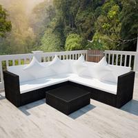 VidaXL Loungeset poly rattan zwart 17-delig